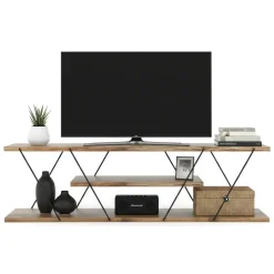 Porta TV nero,noce 120x30x33h cm in legno - Desdemona