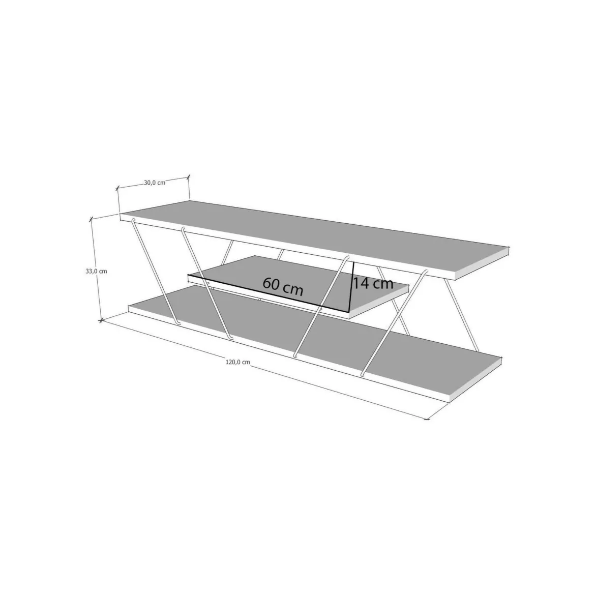 Porta TV nero,noce 120x30x33h cm in legno - Desdemona