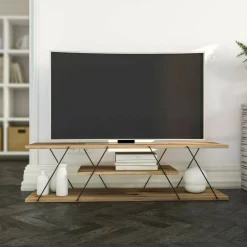 Porta TV nero,noce 120x30x33h cm in legno - Desdemona