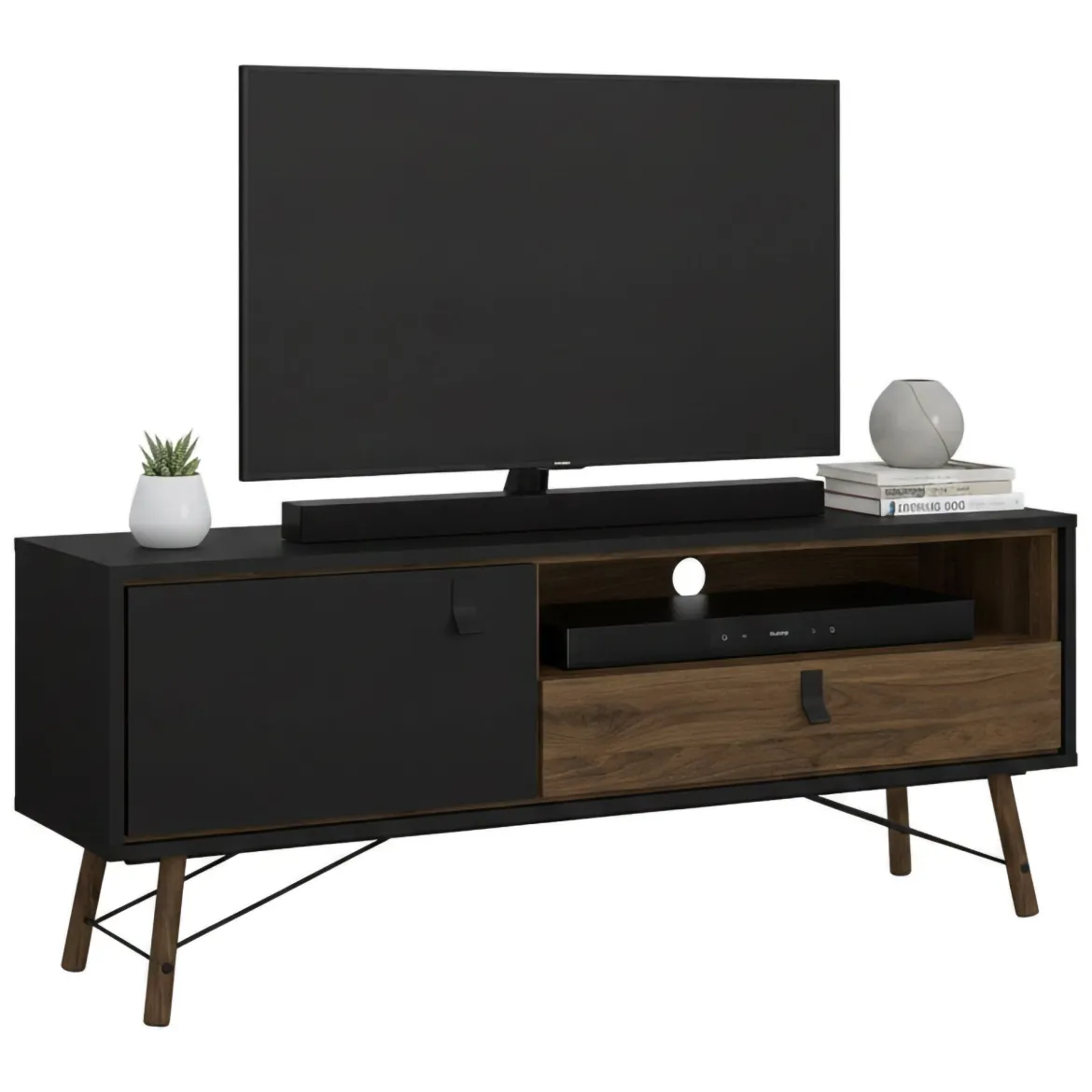 Porta TV nero,noce 155x48x48h cm in legno - Rosata