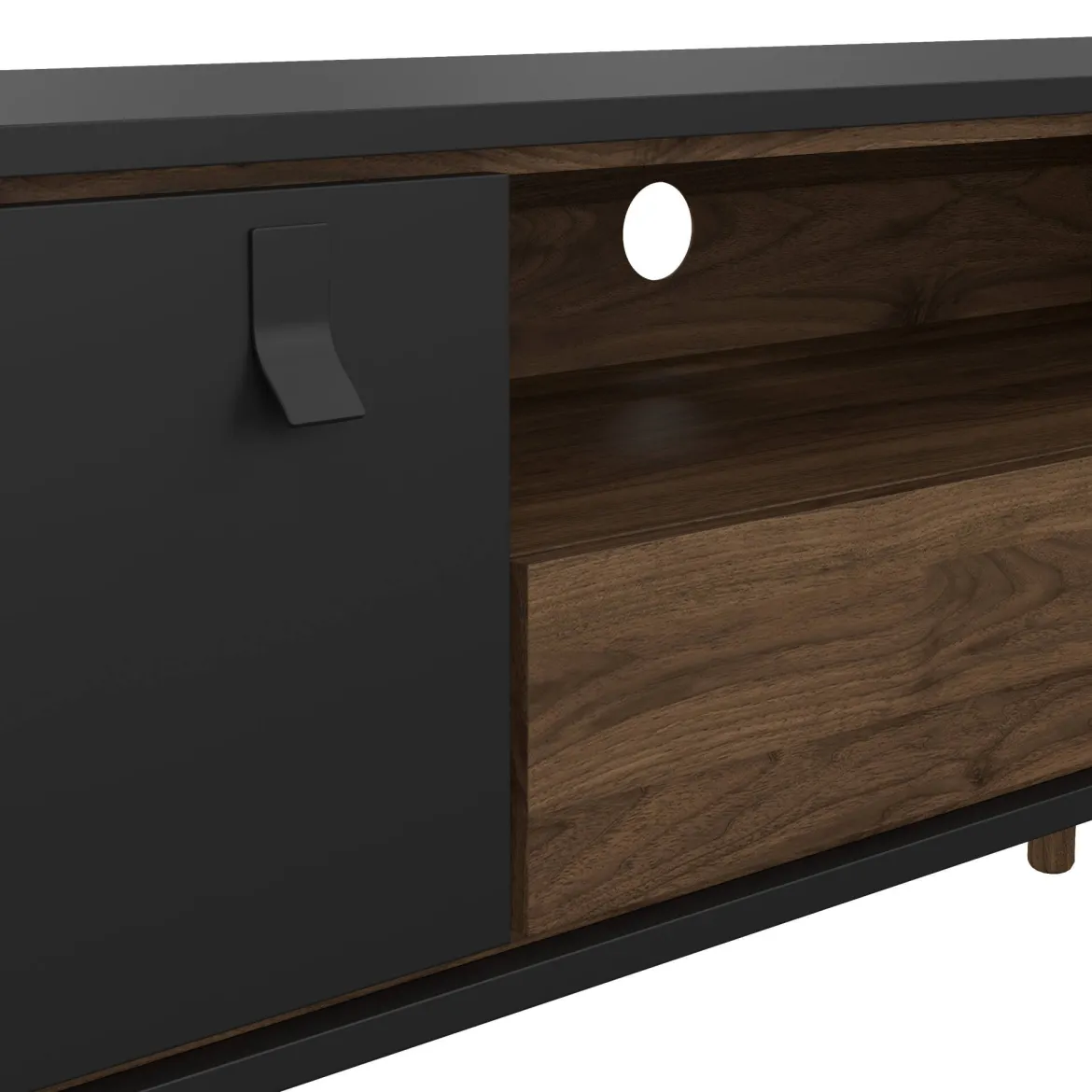 Porta TV nero,noce 155x48x48h cm in legno - Rosata