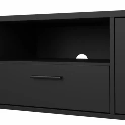 Porta TV nero 147x39x38h cm 2 ante e 1 cassetto - Charo