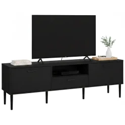 Porta TV nero 177x39x56h cm 2 ante e 1 cassetto - Anselme