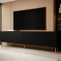 Porta TV nero 200x42x52h cm 4 ante - Varenna