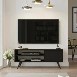 Porta TV nero 110x40x44h cm in legno - HuLanqi