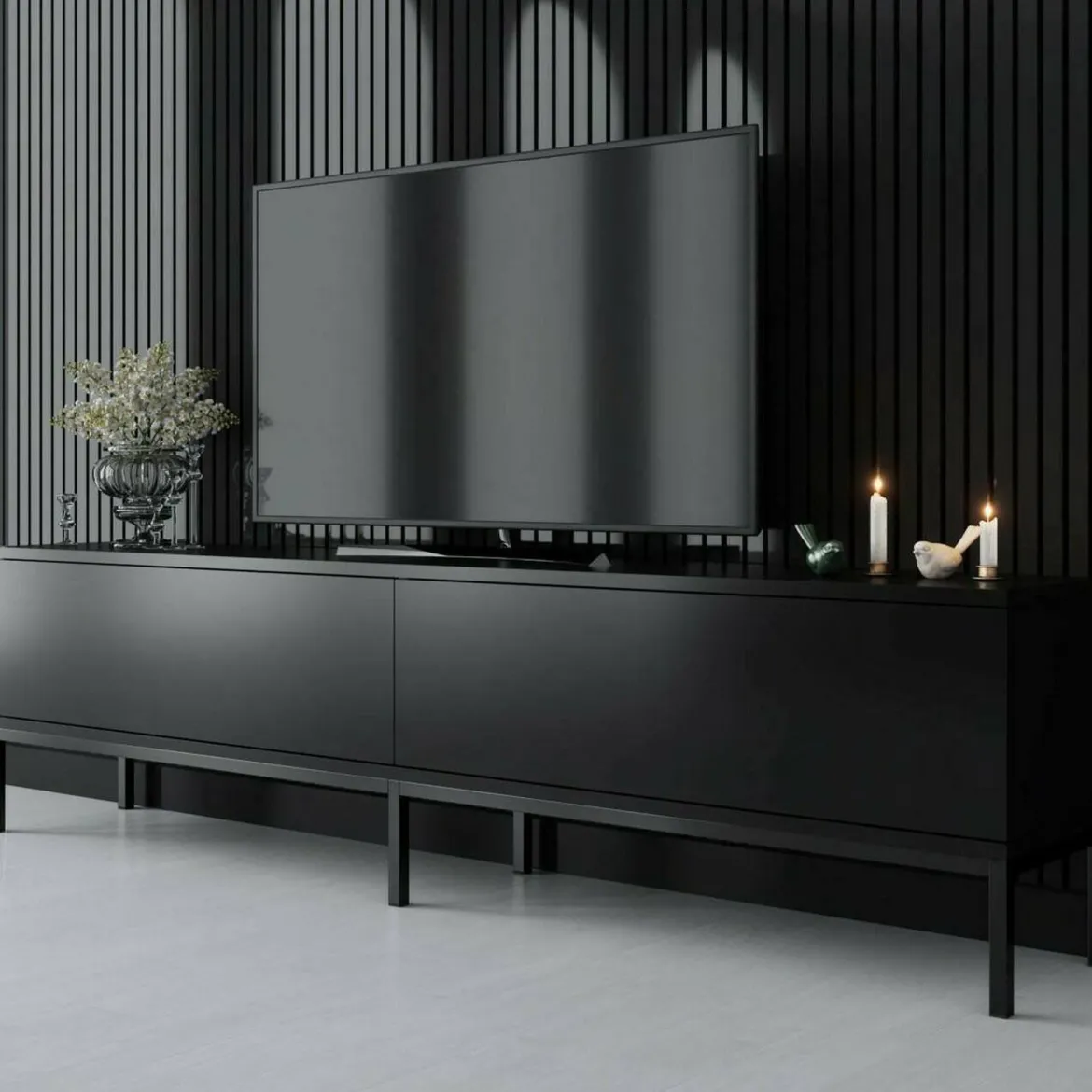 Porta TV nero 180x30x47h cm modulabile - Espero