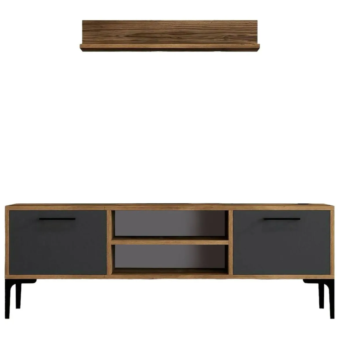 Porta TV noce e antracite 140x45x35h cm 2 ante - Arsiero