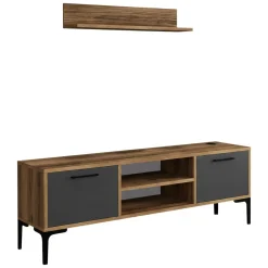 Porta TV noce e antracite 140x45x35h cm 2 ante - Arsiero