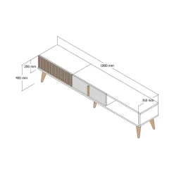Porta TV noce e antracite 180x47x35h cm modulabile - Angiari