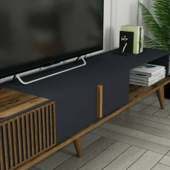 Porta TV noce e antracite 180x47x35h cm modulabile - Angiari