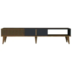 Porta TV noce e antracite 180x47x35h cm modulabile - Angiari