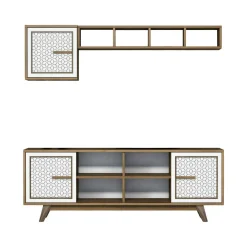 Porta TV noce e bianco 160x35x56h cm 3 ante - Guendalina