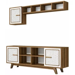 Porta TV noce e bianco 160x35x56h cm 3 ante - Guendalina