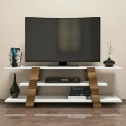 Porta TV noce e bianco 120x33x42h cm in legno - Bellagio