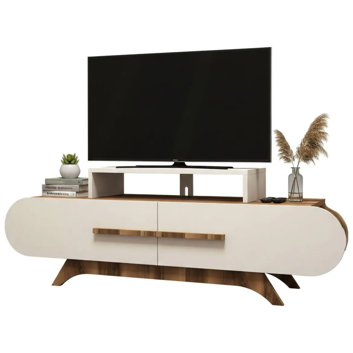 Porta TV noce e crema 145x36x49h cm 2 ante - Nesatm