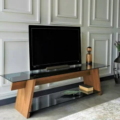 Porta TV noce e nero 158x40x45h cm in legno - Amorosi