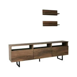 Porta TV noce 170x30x40h cm 3 ante legno massello - Ulana