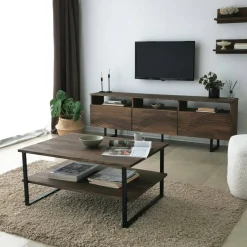 Porta TV noce 170x30x40h cm 3 ante legno massello - Ulana