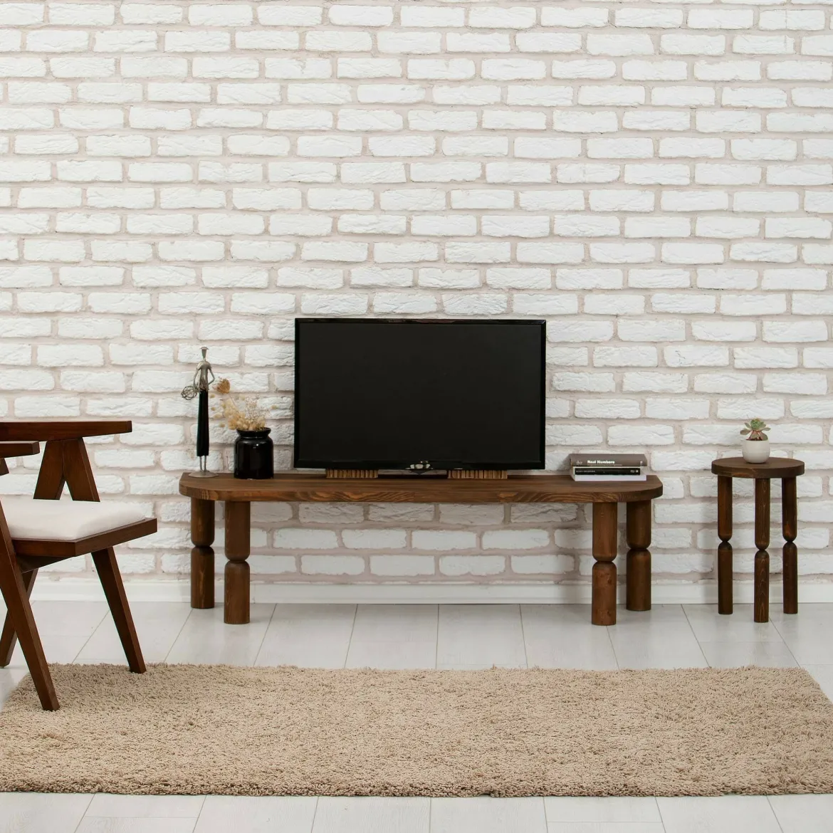 Porta TV noce 140x35x40h cm in legno - Fengshen
