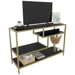 Porta TV oro e antracite 120x39x75h cm in legno - Ivette