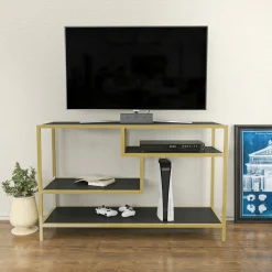 Porta TV oro e antracite 120x39x75h cm in legno - Ivette