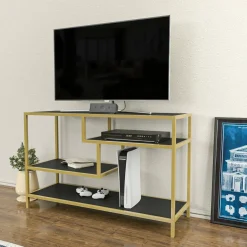 Porta TV oro e antracite 120x39x75h cm in legno - Ivette