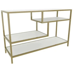 Porta TV oro e bianco 120x39x75h cm in legno - Ivette