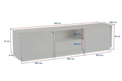 Porta TV pino 160x29x42h cm 3 ante - Morrigan