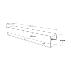 Porta TV quercia e antracite 180x31x29h cm 2 ante - Compasso