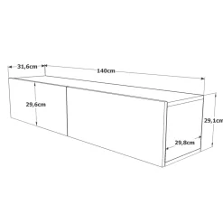 Porta TV quercia e bianco 140x43x64h cm 2 ante - Bailu