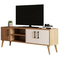 Porta TV quercia e bianco 160x37x38h cm 2 ante - Baiano