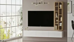 Porta TV quercia e bianco 174x27x25h cm 3 ante - Giusi