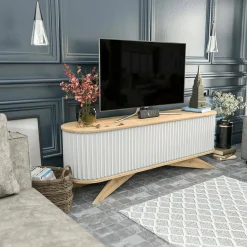 Porta TV quercia e bianco 180x44x44h cm 3 ante - Axi
