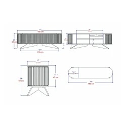 Porta TV quercia e bianco 180x44x44h cm 3 ante - Axi