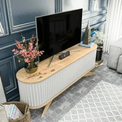 Porta TV quercia e bianco 180x44x44h cm 3 ante - Axi