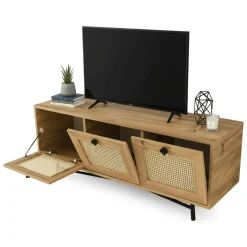 Porta TV quercia e nero 140x40x60h cm 3 ante - Assemini