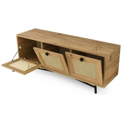 Porta TV quercia e nero 140x40x60h cm 3 ante - Assemini