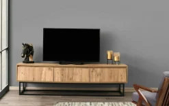 Porta TV quercia e nero 180x40x50h cm in legno - Ignazia