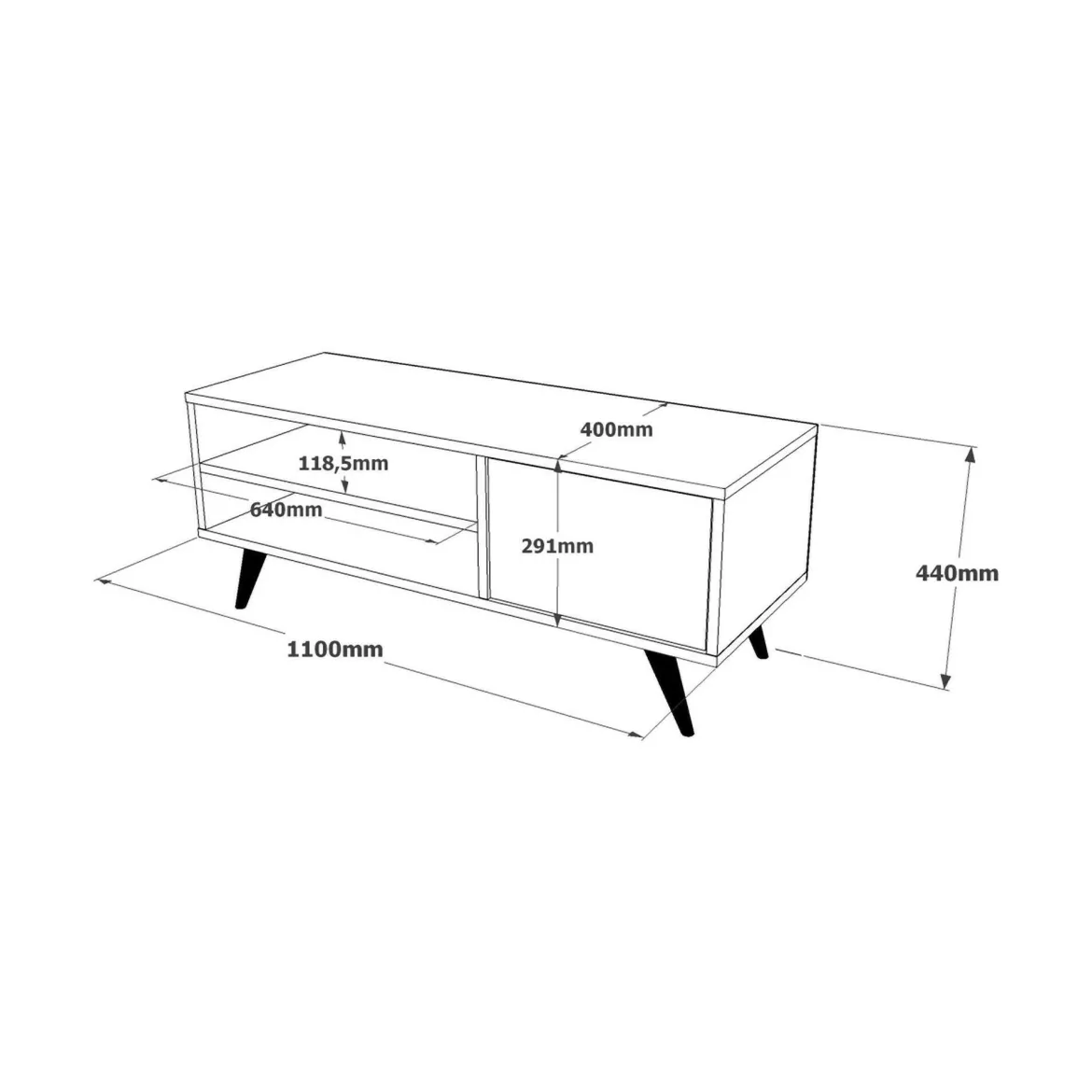 Porta TV quercia 110x40x44h cm 2 ante - Max