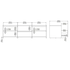 Porta TV rovere e bianco lucido 204x42x48h cm modulabile - Animeli