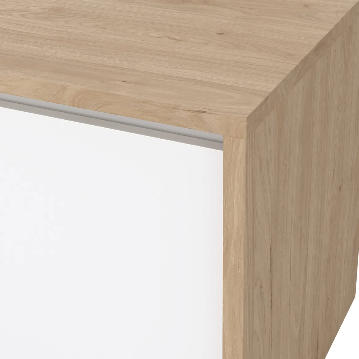 Porta TV rovere e bianco lucido 204x42x48h cm modulabile - Animeli