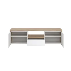 Porta TV rovere e bianco lucido 204x42x48h cm modulabile - Animeli
