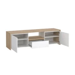 Porta TV rovere e bianco lucido 178x48x51h cm 2 ante e 1 cassetto - Ambivere