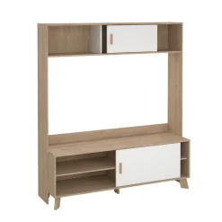 Porta TV rovere e bianco 158x48x180h cm 2 ante - Nicosia