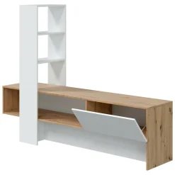 Porta TV rovere nodi e bianco lucido 178x43x136h cm in legno - Isa