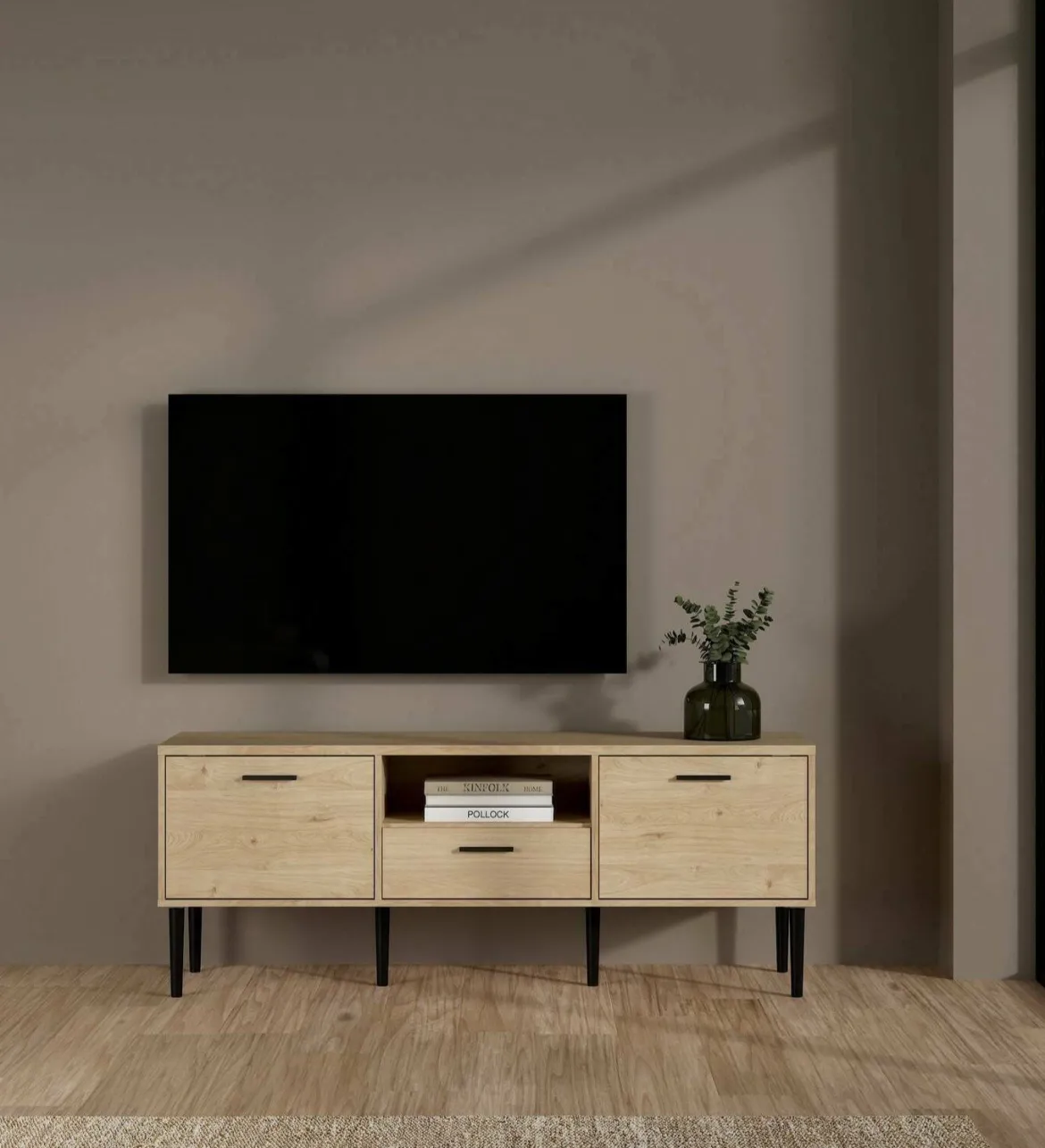 Porta TV rovere 147x39x56h cm 2 ante e 1 cassetto - elie