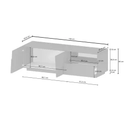 Porta TV rovere 150x44x46h cm 2 ante e 1 cassetto - Cecia