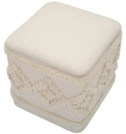 Pouf contenitore quadrato in tessuto 40x40x40h cm bianco - Jarrar