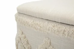 Pouf contenitore quadrato in tessuto 40x40x40h cm bianco - Jarrar