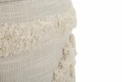 Pouf contenitore rotondo in tessuto 35x35x40h cm bianco - Jarrar